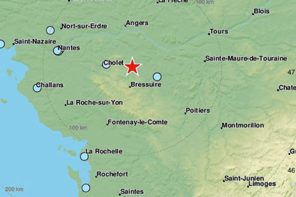 Das Erdbeben ereignete sich in Westfrankreich.