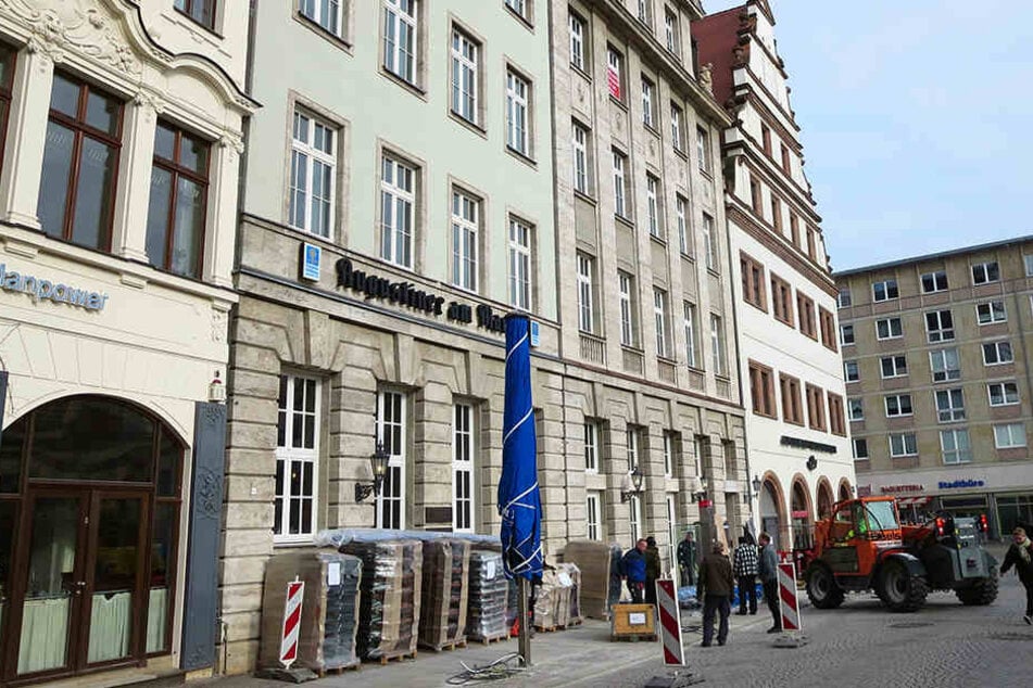 In der ehemaligen Hypovereinsbank auf dem Leipziger Marktplatz entsteht das Restaurant "Augustiner am Markt".