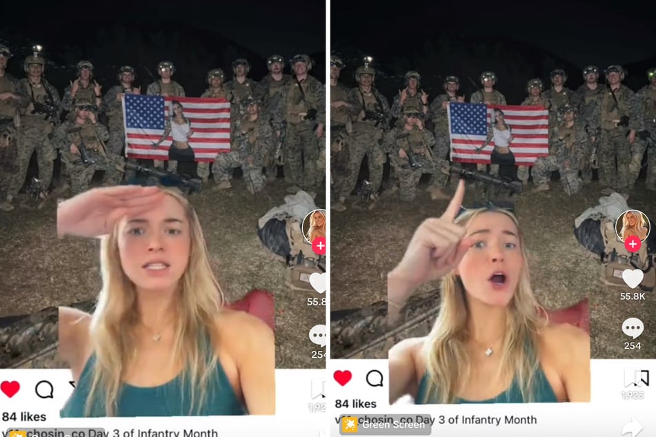 Olivia Dunne responded to a viral photo of soldiers posing with an American flag bearing her picture in a hilarious TikTok video.