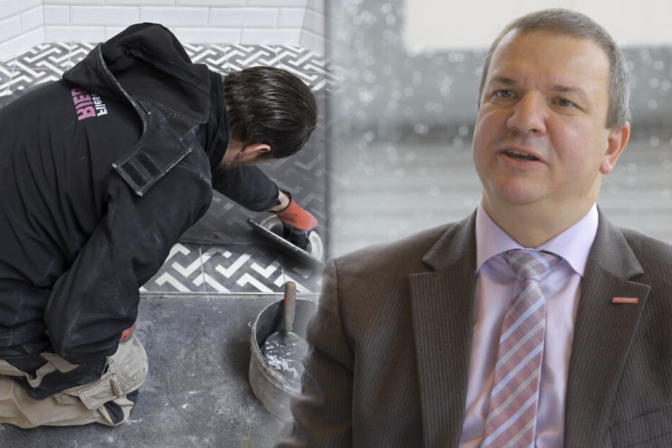 Wochenlanges Warten auf den Fliesenleger. Sachsens Handwerks-Präsident Roland Ermer freut sich über proppevolle Auftragsbücher der Betriebe.