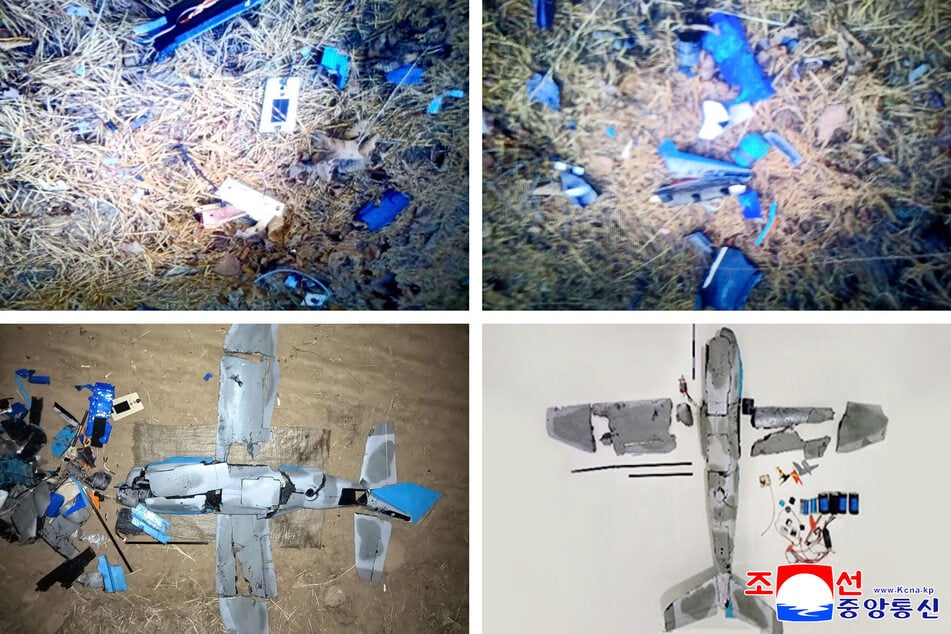 These images taken on January 4, 2026, show wreckage of a drone that Pyongyang said originated from South Korea, which was brought down after violating North Korean airspace.