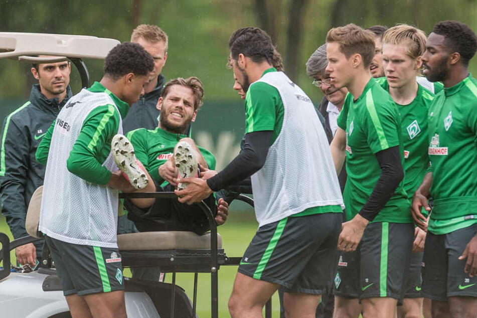 Das tat weh! Am 16. Mai 2017 riss sich Justin Eilers im Training der Werder-Profis das Kreuzband.