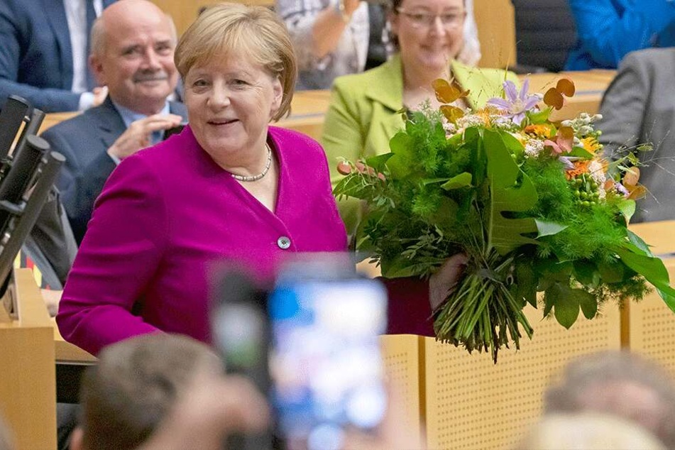 Bundeskanzlerin Angela Merkel beim Festakt der Thüringer CDU-Landtagsfraktion zum Tag der Deutschen Einheit in Erfurt.