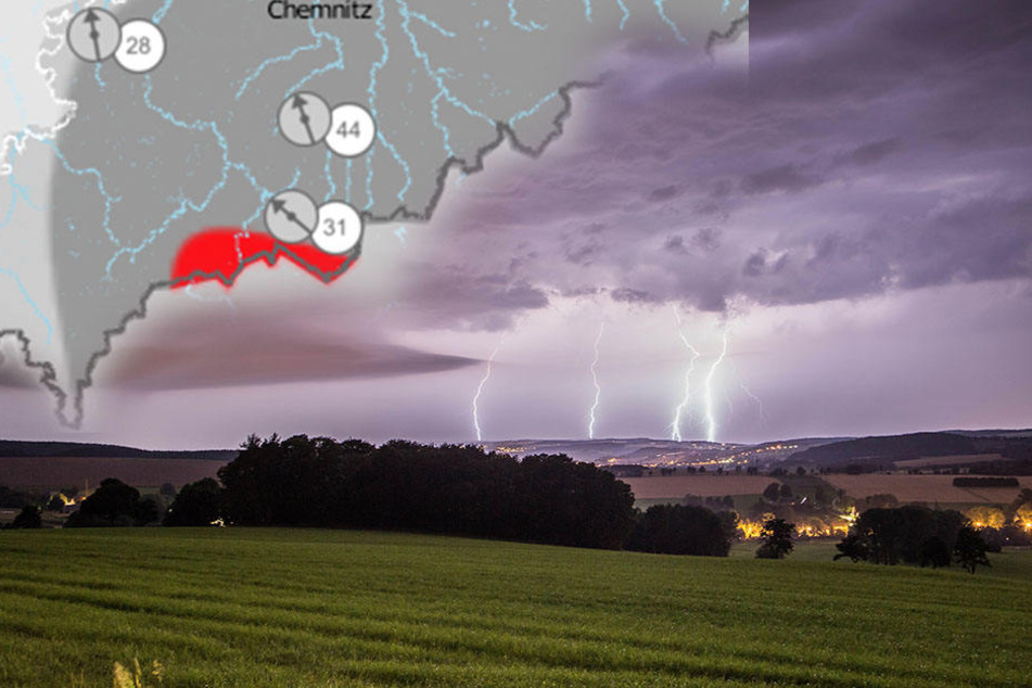 In der Nacht zum Mittwoch könnten Sturmböen, Starkregen und Hagel Teile Sachsens heimsuchen.