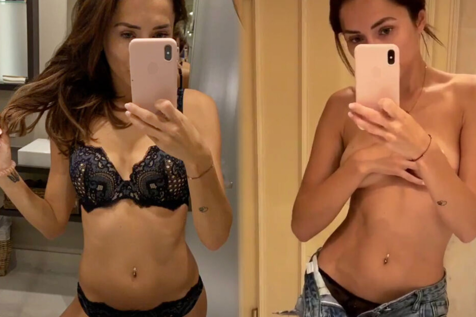 Die Montage zeigt zwei Screenshots aus Instagram-Storys von Model und Playmate Anastasiya Avilova.