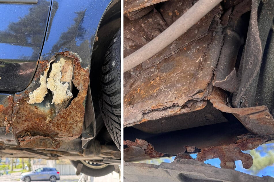 Besonders auffällig war ein Schweller (links), der mit Bauschaum notdürftig stabilisiert wurde.