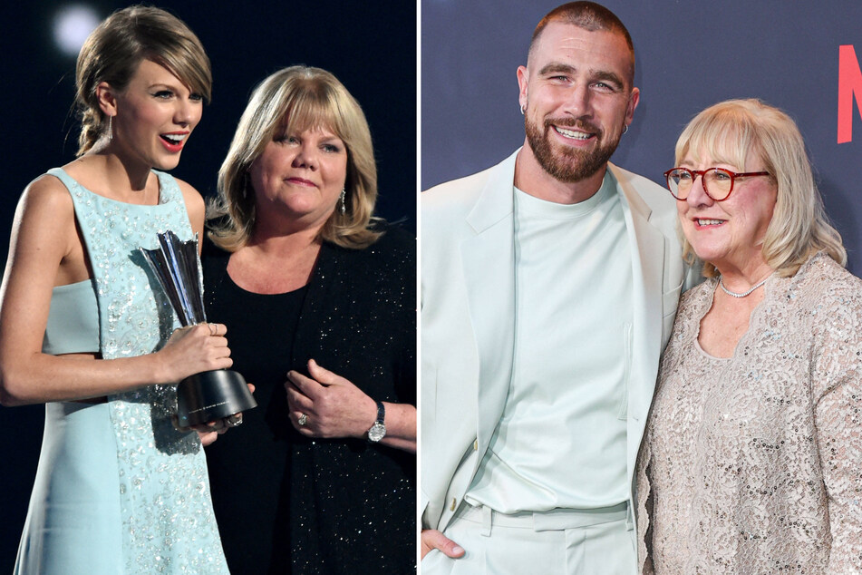 Taylor Swift (l) and Travis Kelce's parents are expected to meet for the first time at Monday's Chiefs-Eagles game.