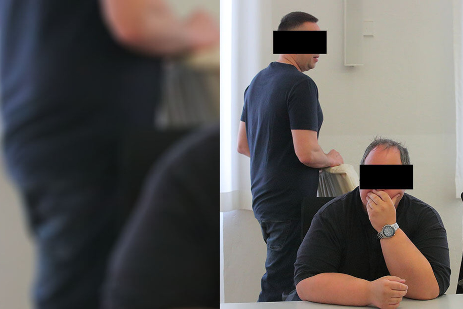 Gerrit G. (41, hinten) soll massenhaft illegale Filme, Serien und andere urheberrechtlich geschützte Dateien angeboten haben. Mathias E. (33, vorn) soll ihm geholfen haben. 