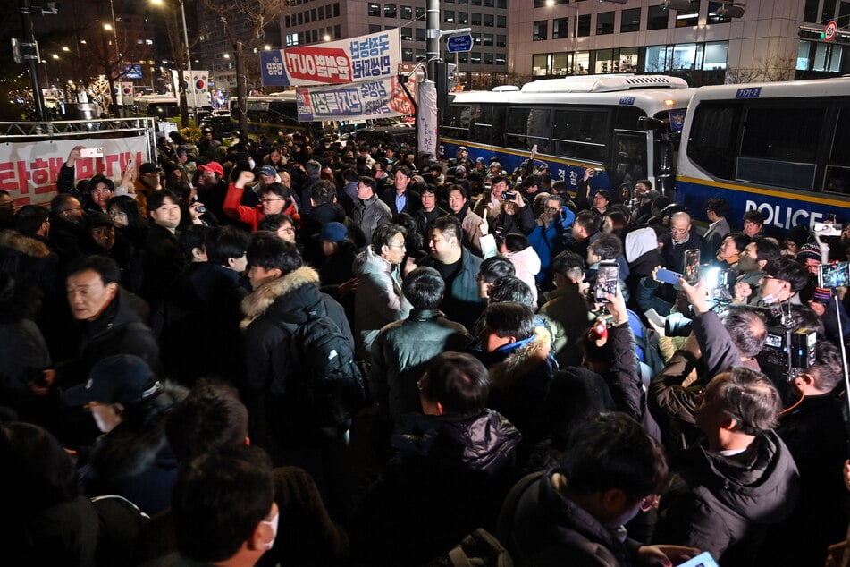 Large crowds gathered in front of the National Assembly in Seoul to protests Yoon's declaration of martial law.