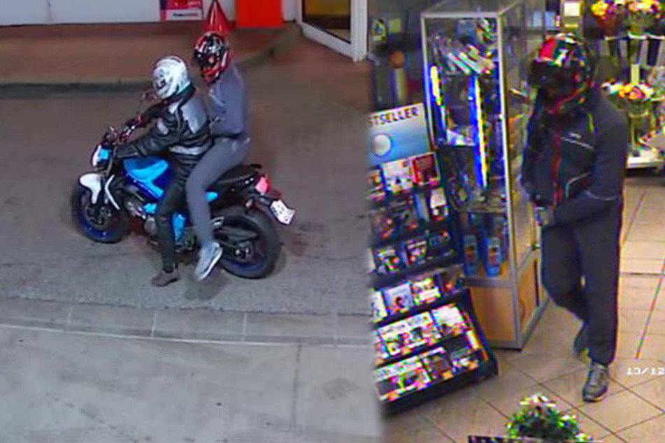 Wer erkennt den Mann, der am 13. Dezember eine Tankstelle überfiel und anschließend auf einem Motorrad flüchtete?