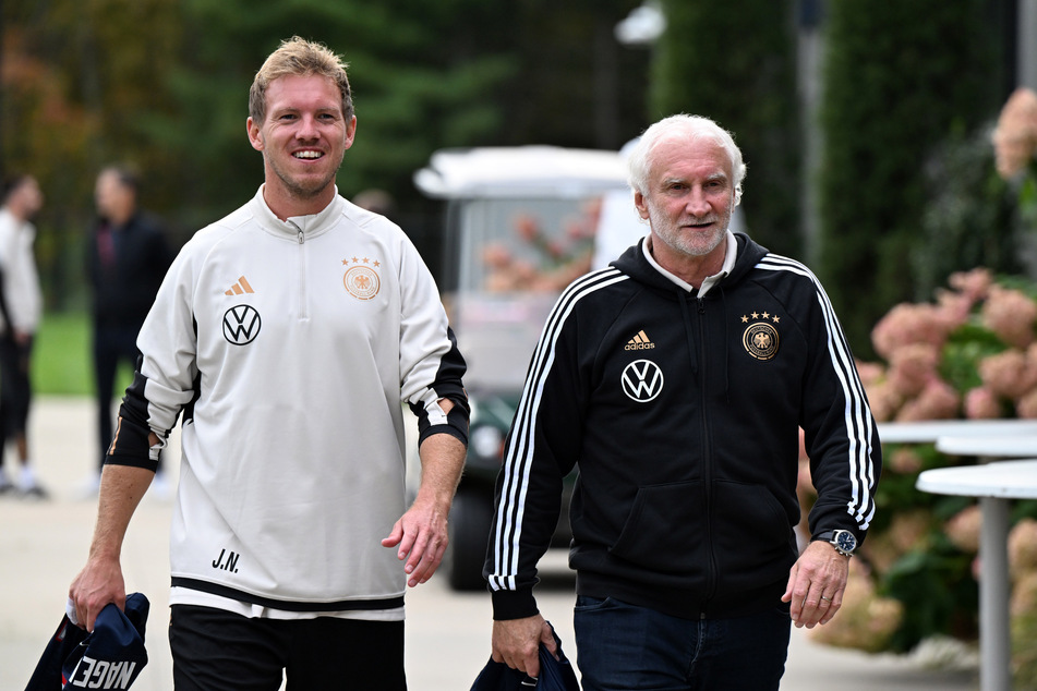 Bleiben Julian Nagelsmann (36, l.) und Rudi Völler dem DFB gemeinsam bis 2026 erhalten?