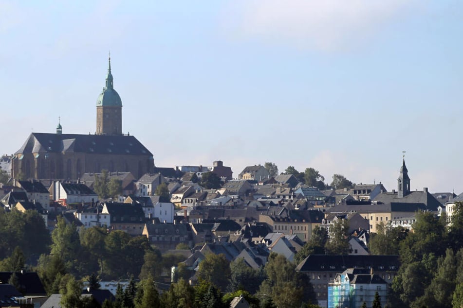 Blick auf die Stadt Annaberg-Buchholz mit der Kirche St. Annen.