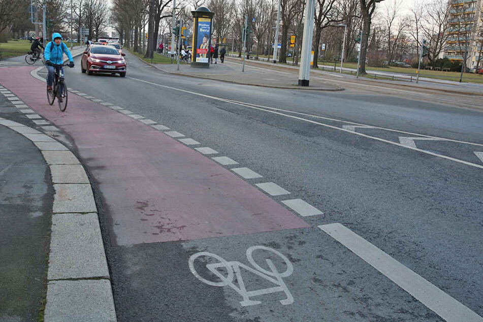 Radler an der Sachsenallee sollen künftig besser in Richtung Johannstadt kommen.