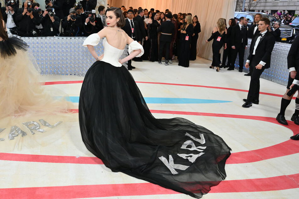 Lily Collins wore a Vera Wang gown to the Met Gala 2023.
