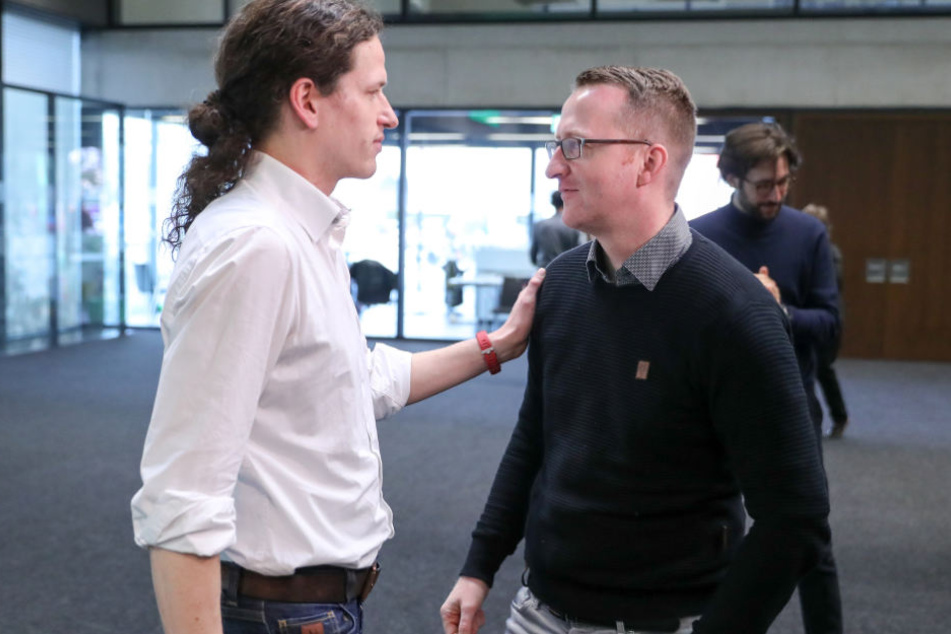 Wollen die Macht der CDU im Freistaat brechen: Sachsens Grünen-Chef Norman Volger (r.) und Vorgänger Jürgen Kasek.