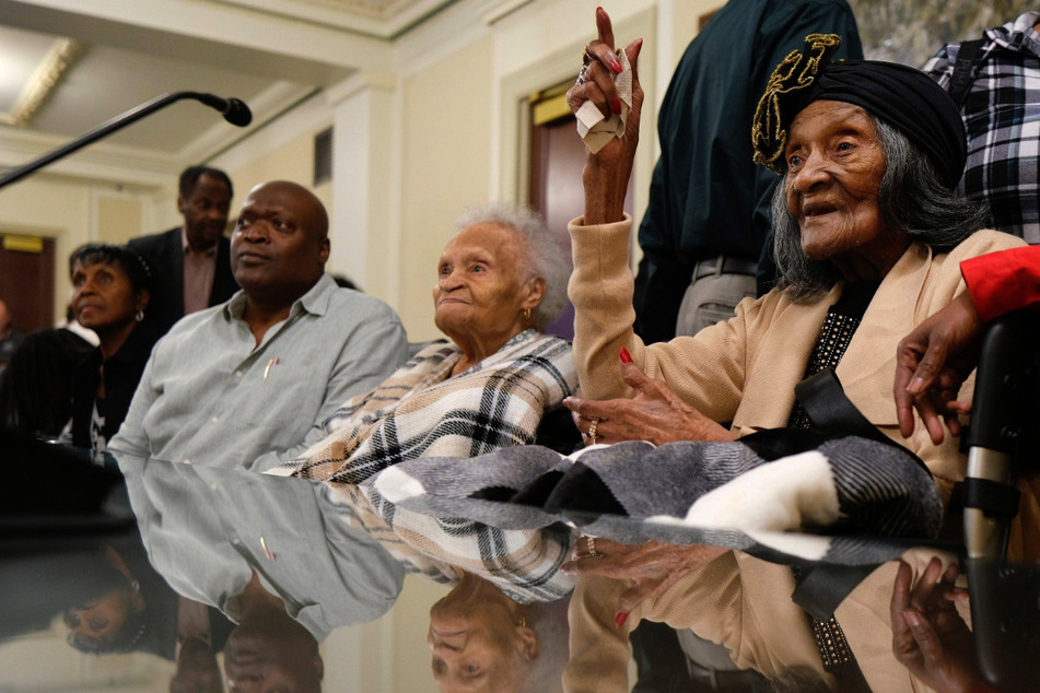 Viola Ford Fletcher (c.) and Lessie Benningfield Randle (r.) are still fighting for justice over 100 years after surviving the 1921 Tulsa Race Massacre.