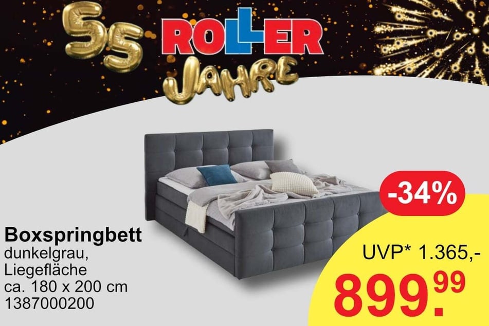 Das Boxspringbett für 899,99 statt 1.365 Euro.