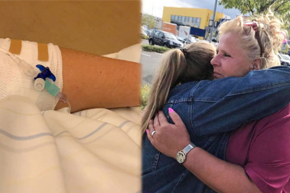 Estefania Wollny (17) liegt mit Venenkatheter im Arm im Krankenhaus.