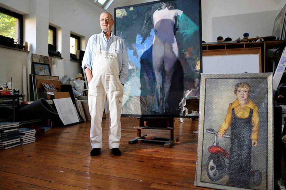 Der Künstler Arno Rink 2015 in seinem Atelier in Leipzig.