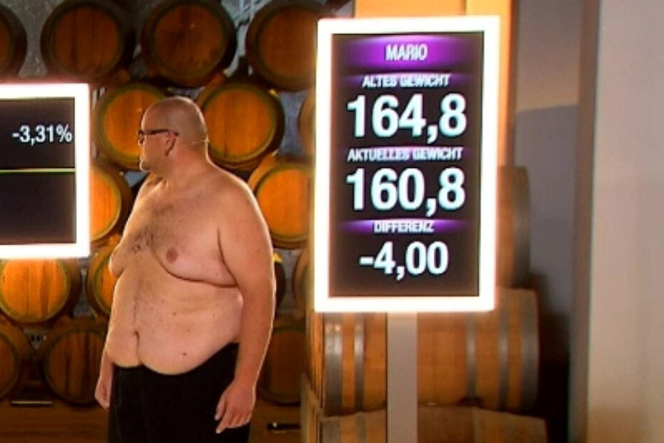 Das Ergebnis gestern auf der Waage: Mario hat auf 160,8 Kilo abgespeckt.