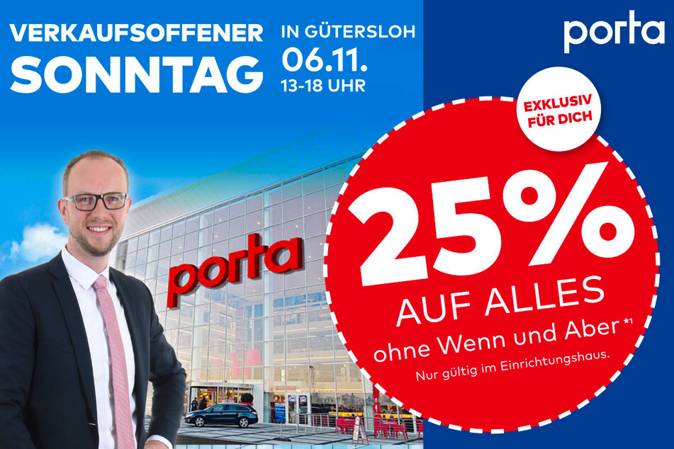 Cliff Schütte, Geschäftsleiter von porta Gütersloh, freut sich auf Euren Besuch.