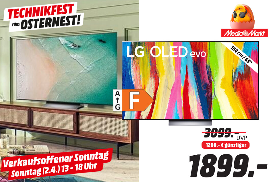LG-Fernseher OLED65C27LA für 1.899 Euro.