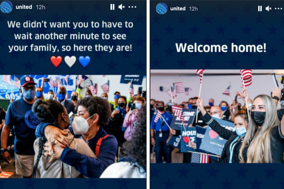 United Airlines shared scenes from Biles' homecoming on their Instagram stories.