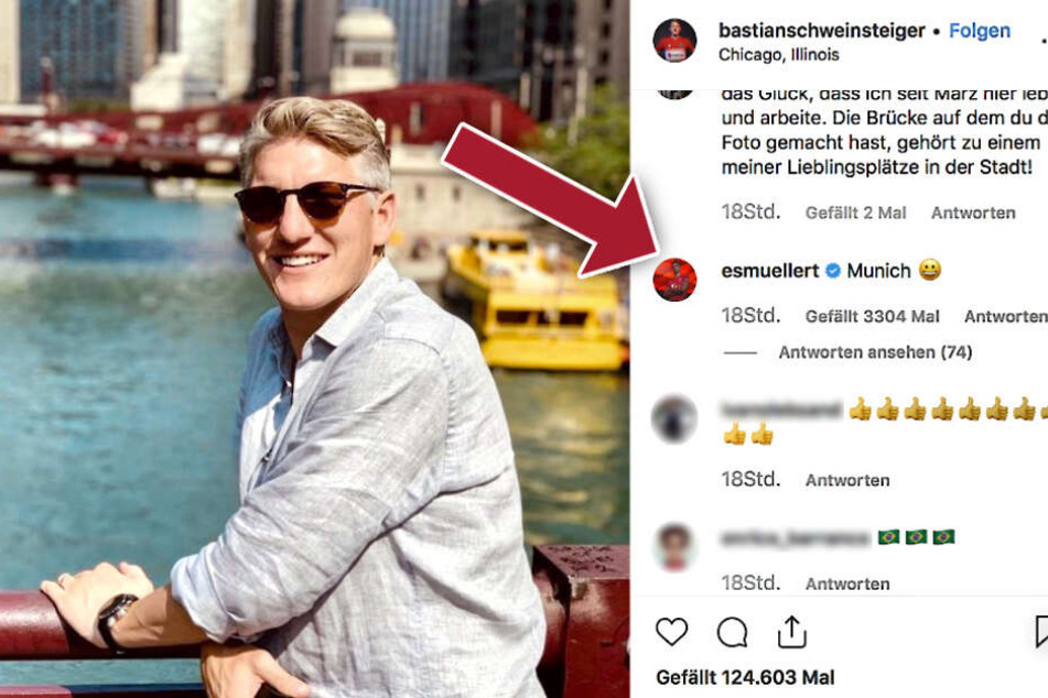 Spaß unter Ex-Teamkollegen: Auf Schweinsteigers Frage, was denn die Lieblingsstädte seiner Follower wären, antwortet Thomas Müller mit der passenden Antwort: München.