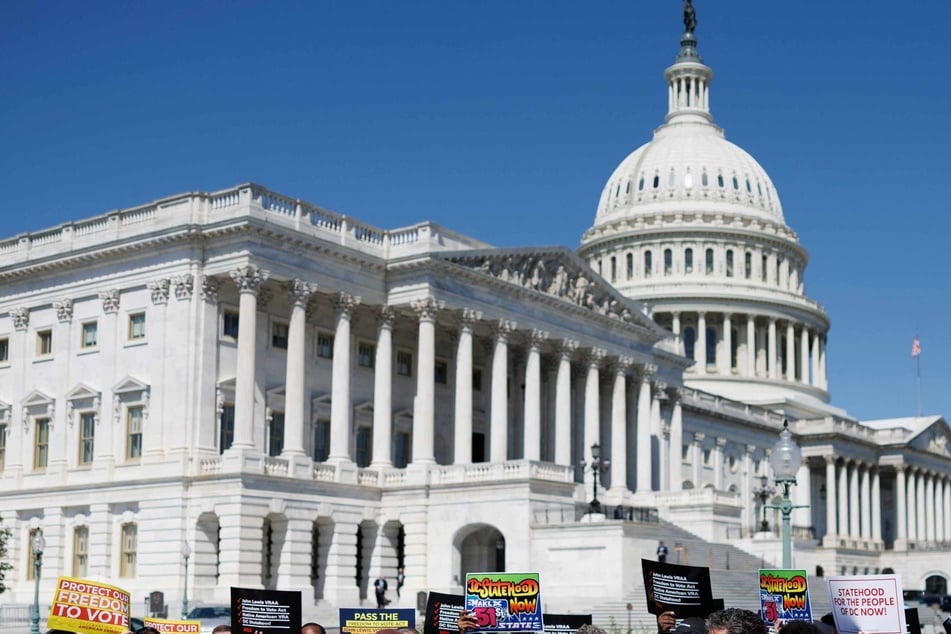 A news conference to protect Federal voting rights registration held outside the US Capitol in September in Washington DC, where members of Congress, Ssnators, and voting rights advocates from around the country gathered to speak about voting reform ahead of the 2024 election.