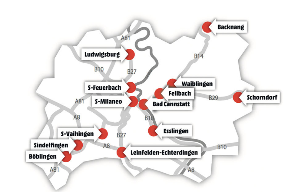 MediaMarkt gibt es 13 Mal in &amp; um Stuttgart.

