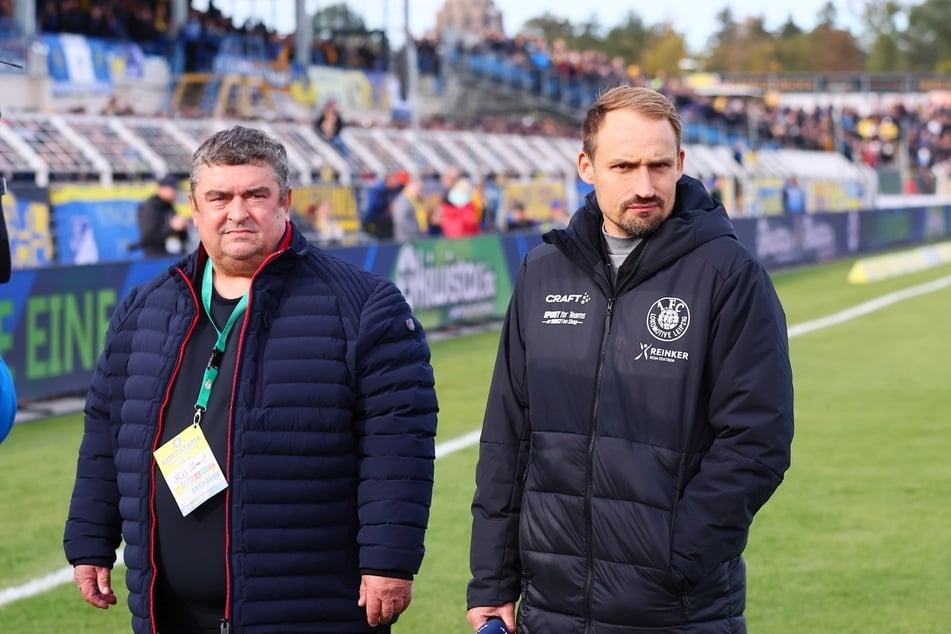 Der ehemalige B+T-Geschäftsführer Uwe Thomas (l.) mit Lok-Chef Toni Wachsmuth.