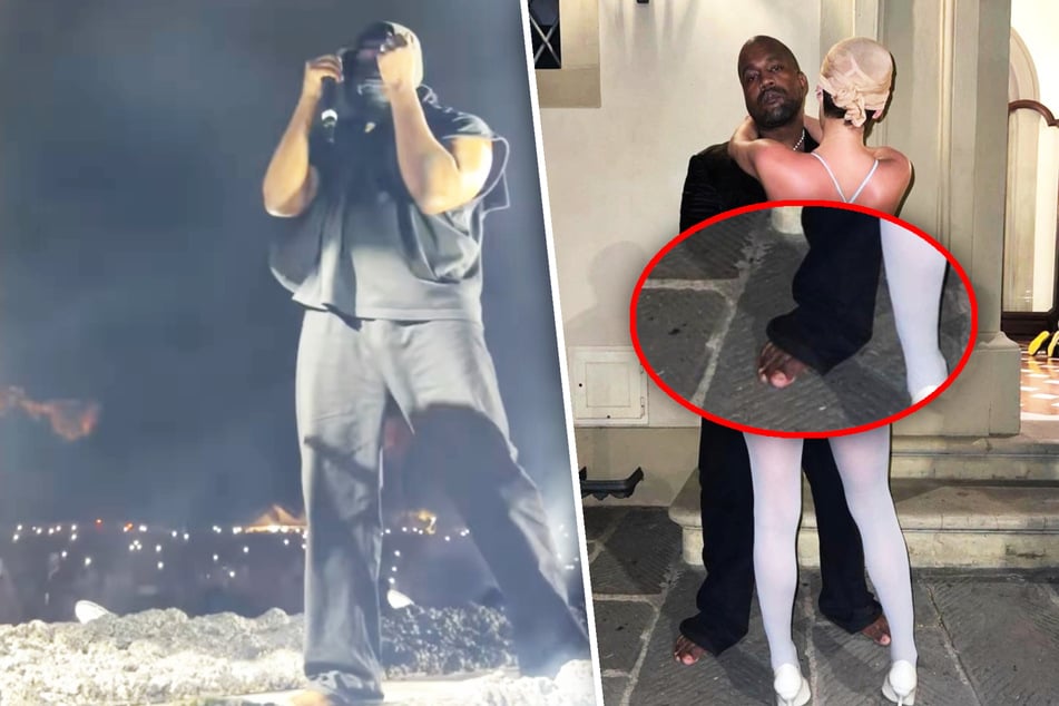 Fragwürdige Outfits: Kanye West barfuß und verhüllt bei Auftritt in Italien