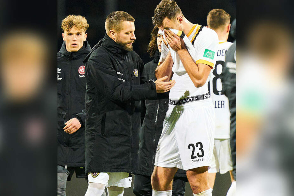 Eigentlich zwei Führungsspieler: Patrick Ebert (l.) tröstet Florian Ballas