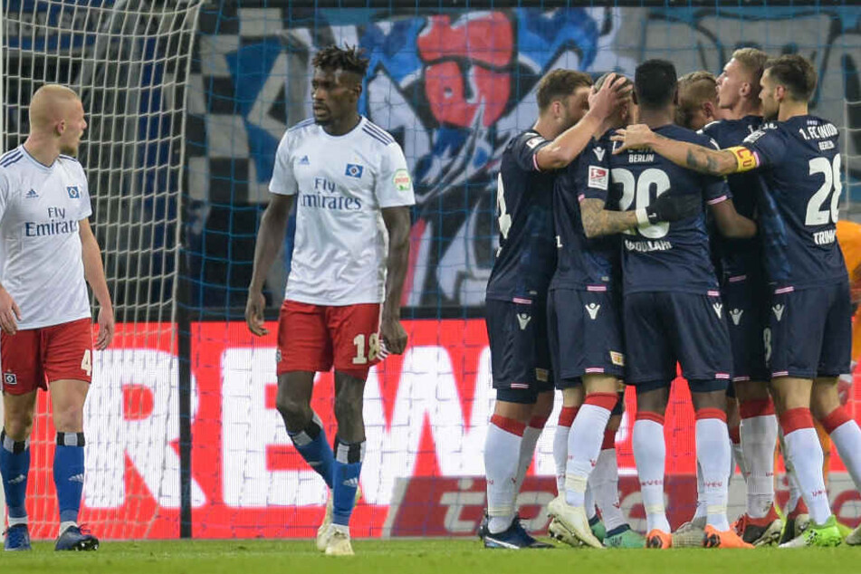 Union bejubelt das zwischenzeitliche 1:0 im Hinspiel beim HSV.