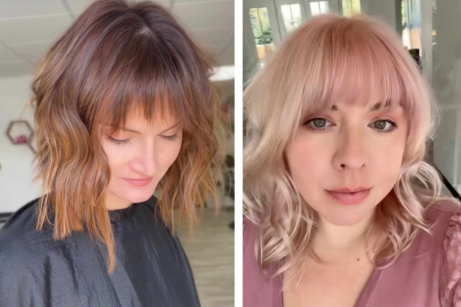 Bangs are back for fall 2023 - bonus points for a red-tinged autumn dye job!
