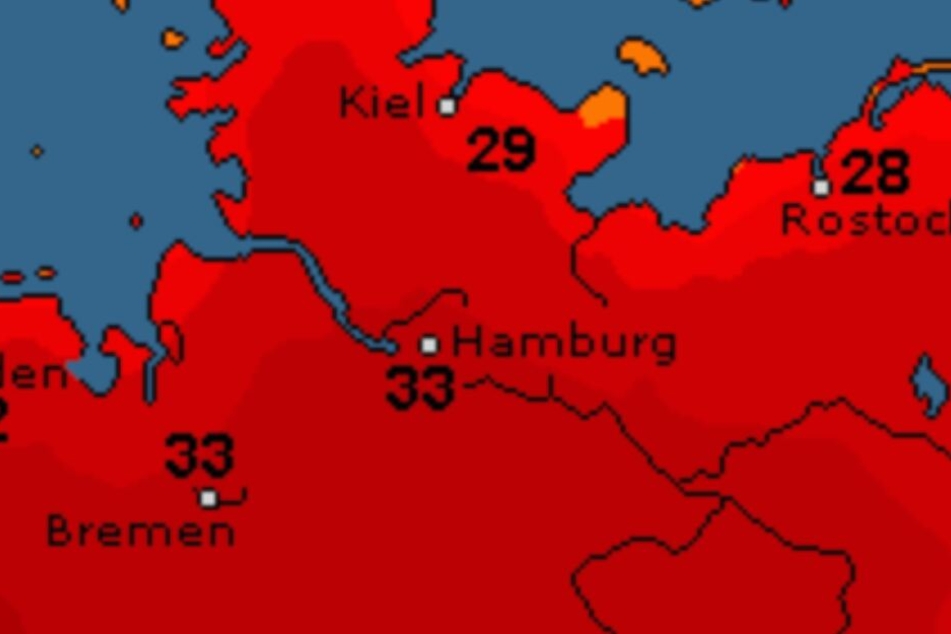 Höchstwerte von 33 Grad erwarten uns kommende Woche in Hamburg.