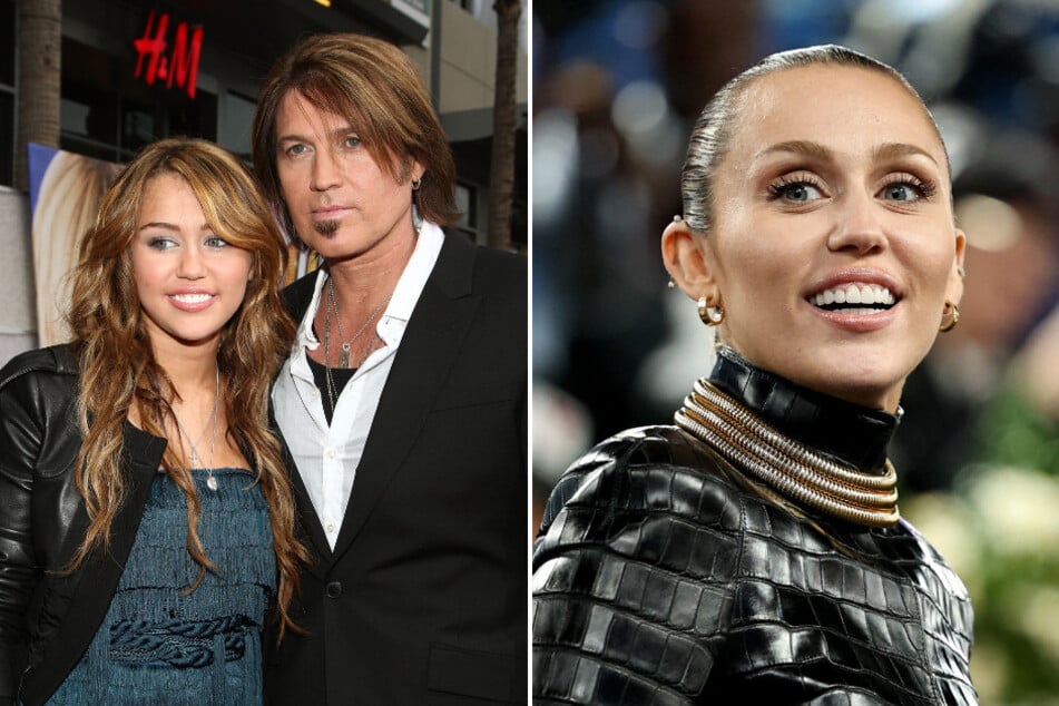 Miley Cyrus (r.) revealed that her dad, Billy Ray Cyrus, smoked pot on the Hannah Montana set.