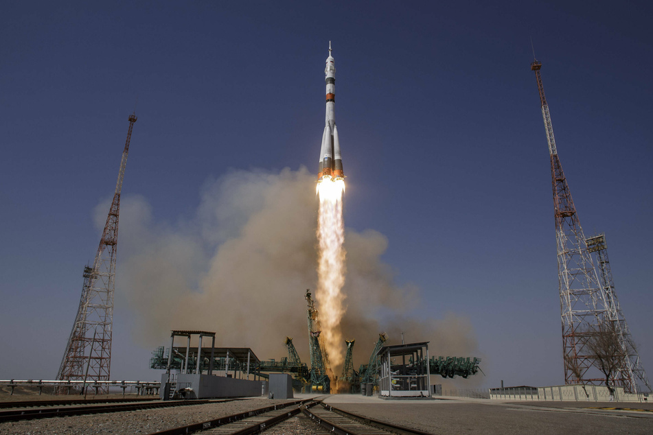 The Soyuz MS-18 rocket carrying Expedition 65 NASA astronaut Mark Vande Hei and Roscosmos cosmonauts Pyotr Dubrov and Oleg Novitskiy launched on Friday, April 9, 2021.
