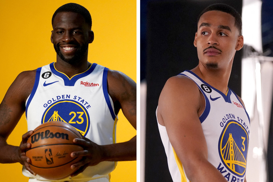 Draymond Green (l.) and Jordan Poole needed to be separated after trading blows at practice with the Golden State Warriors on Wednesday.