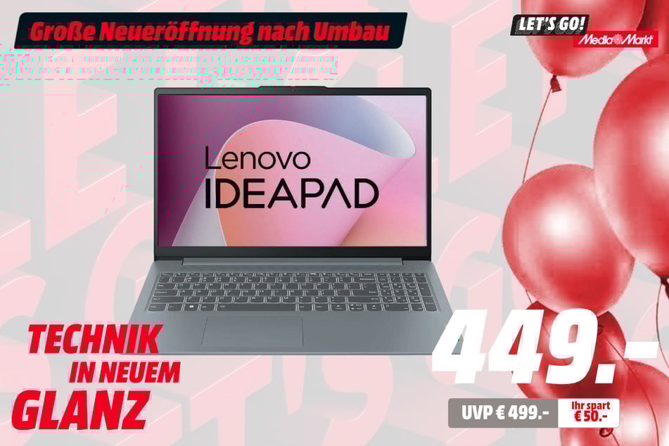 Lenovo-Notebook IdeaPad Slim 3 für 449 statt 499 Euro.