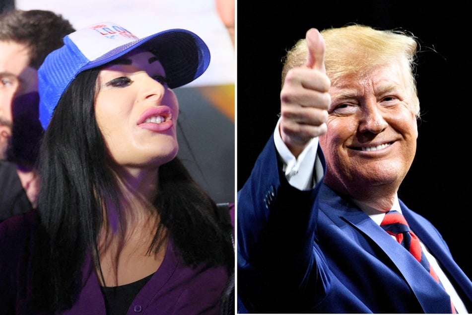 Donald Trump (r.) recently defended his decision to associate with far-right influencer Laura Loomer and dismissed racist remarks she made about his rival.