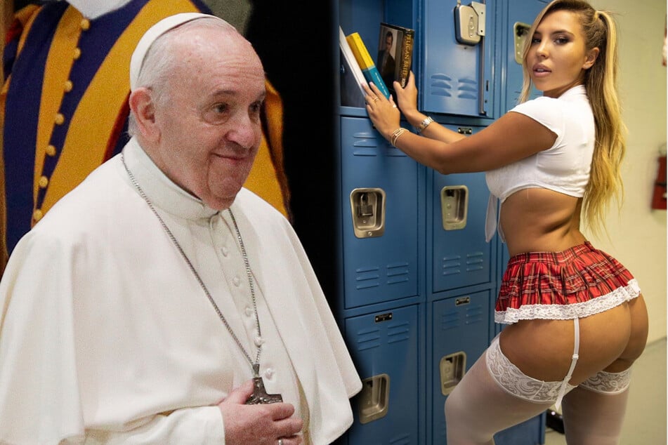 Dafür gab's ein Like: Der Papst (83, l.) hat dem Instagram-Model Nata Gata (27) ein Herzchen geschenkt. (Bildmontage)