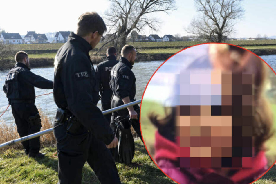Polizisten suchen das Ufer der Fulda ab.