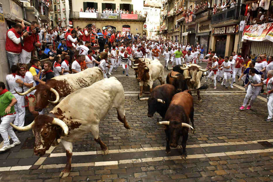 Hunderte Teilnehmer kommen jedes Jahr nach Pamplona.