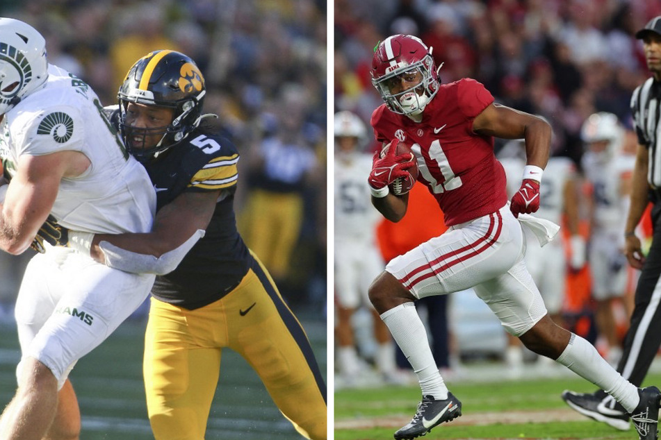 Former Iowa linebacker Jestin Jacobs (l.) and former Alabama receiver Traeshon Holden (r.) both committed to Oregon Ducks football on Sunday after visiting the program last week.