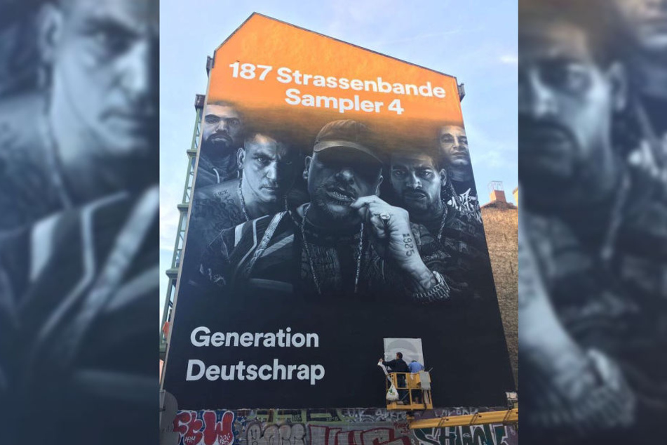 Werbung der 187 Strassenbande an einer Hauswand in Berlin.