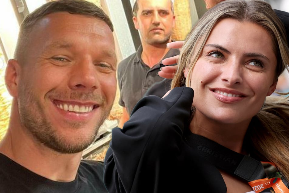 Lukas Podolski (36, l.) ließ Sophia Thomalla (32) nach einem Seitenhieb einen Schönmach-Döner aus seiner Schnell-Restaurant-Kette zukommen.