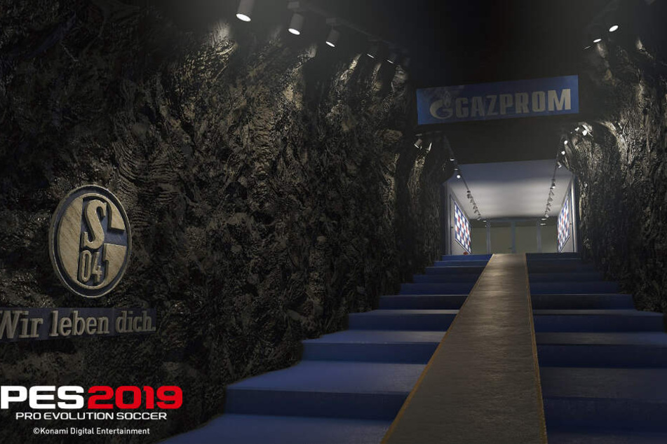 Täuschend echt: So sieht der Spielertunnel des FC Schalke 04 bei "PES 2019" aus.
