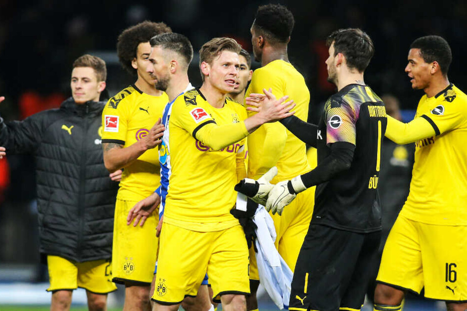 Große Erleichterung beim BVB: Die Spieler brachten endlich mal wieder einen Vorsprung über die Zeit.