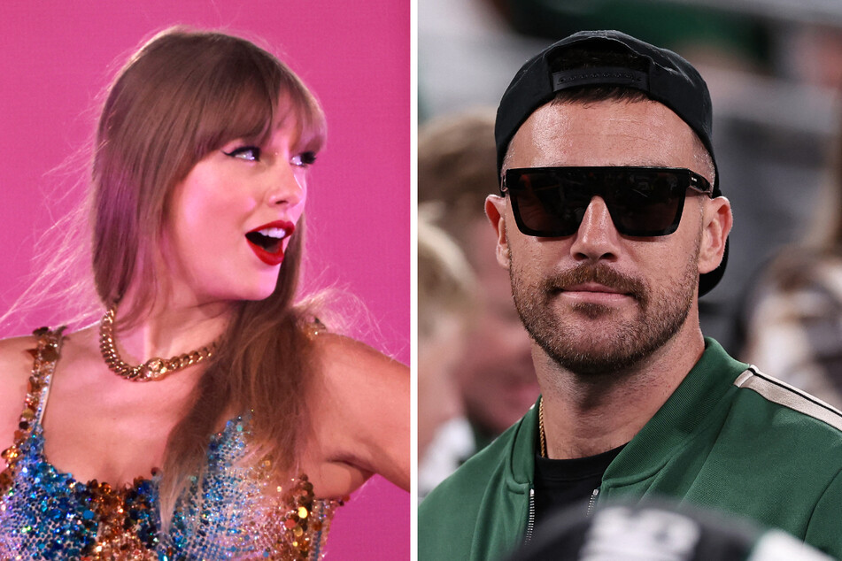 Taylor Swift (l) and Travis Kelce will be spending Thanksgiving apart, as the pop star will remain in Brazil during the holiday.